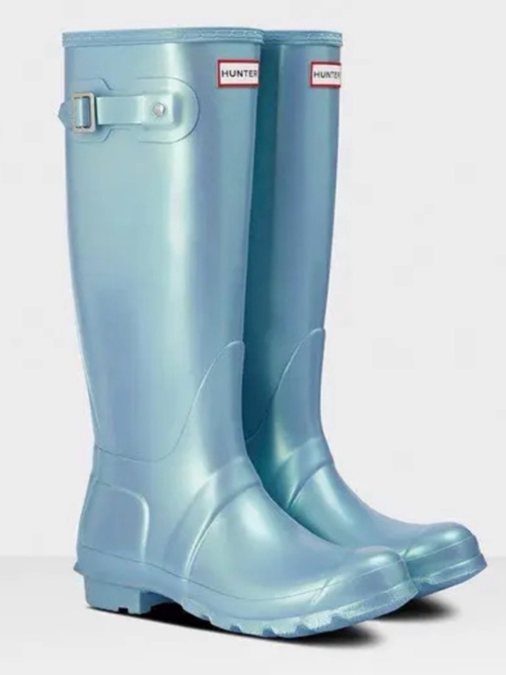 Hunter Women's Tall Rain Boots in Iridescent Light Blue